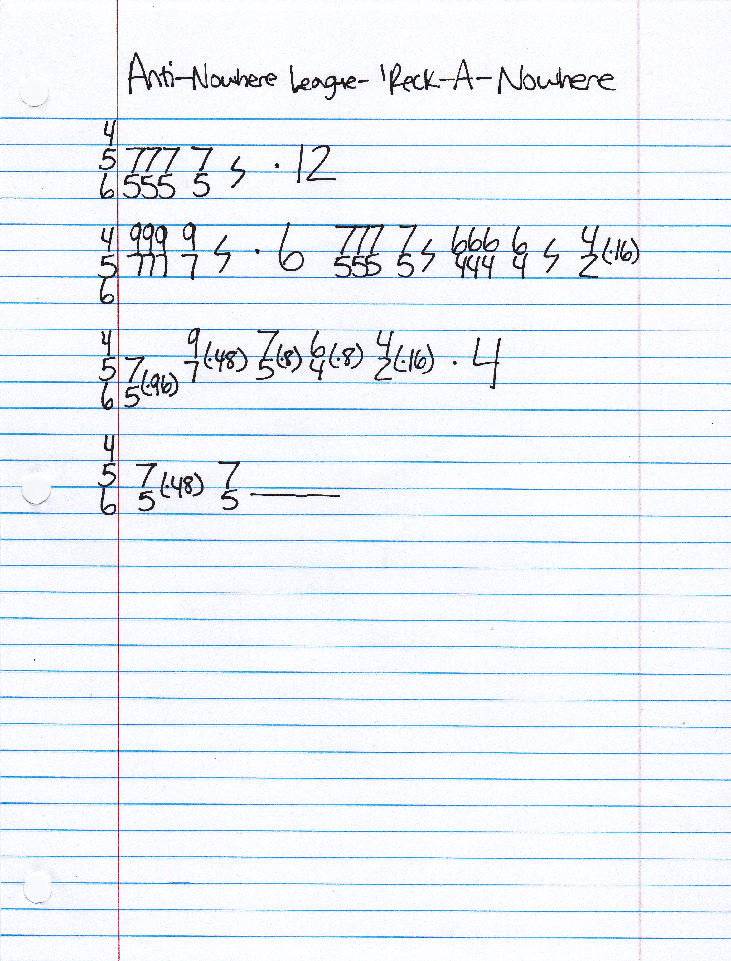 High quality guitar tab for Reck-A-Nowhere by Anti-Nowhere League off of the album We Are...The League. ***Complete and accurate guitar tab!***